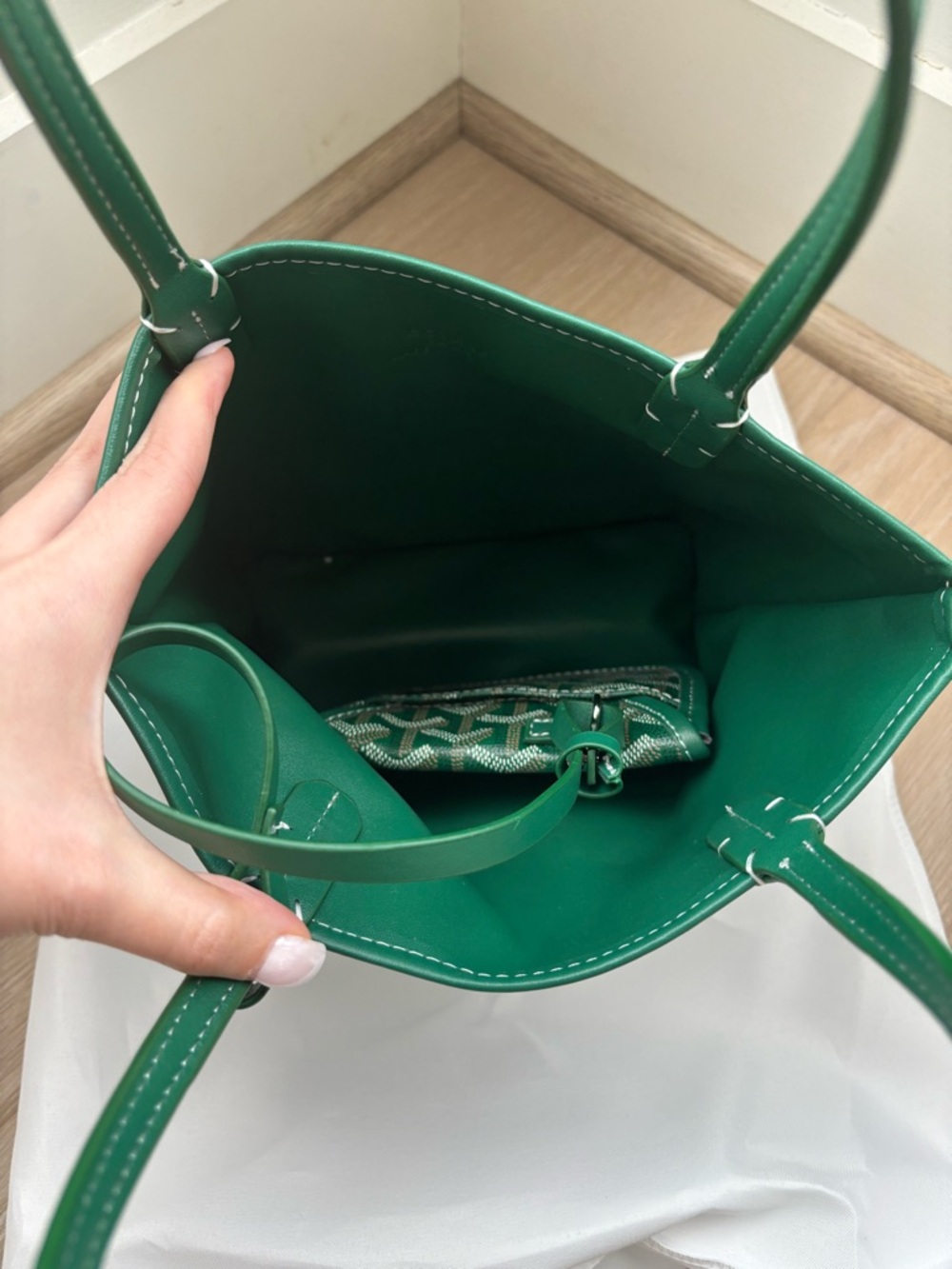 Designer Green Saint Louis Mini Tote in Forest Green - Picture 2 of 9